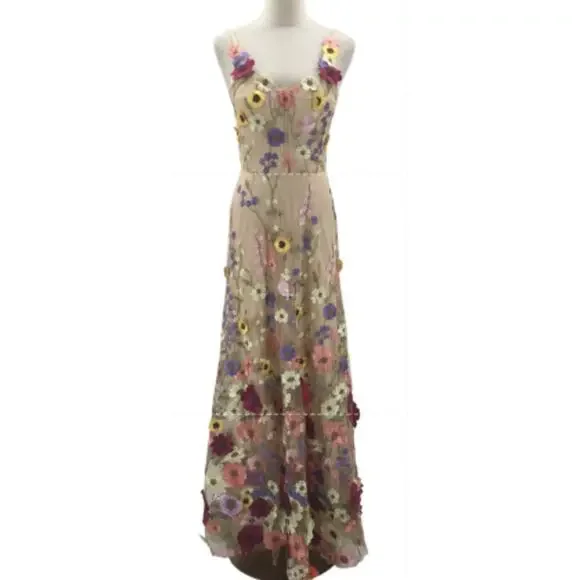 Floral Embroidered Gown - Picture 1 of 8